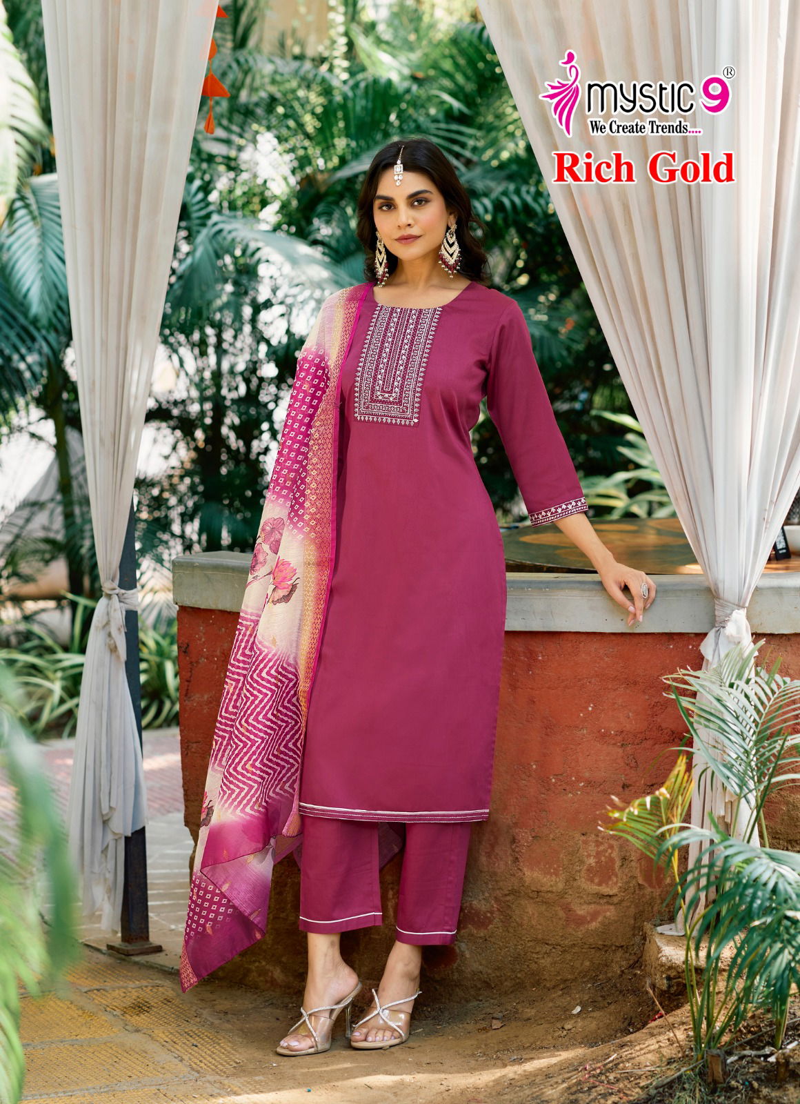 Rich Gold Vol 4 By Mystic 9 Cotton Kurti With Bottom Dupatta Wholesale Online